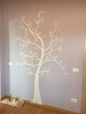 decorazione parete - Albero con foglie bianco